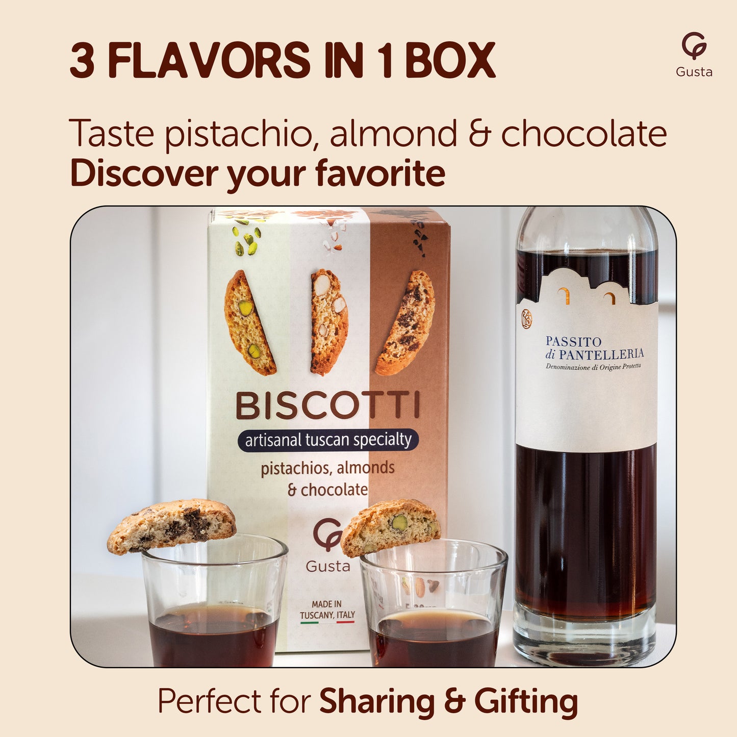 Gusta Sample Pack - Authentic Biscotti Cookies Made in Tuscany, Italy
