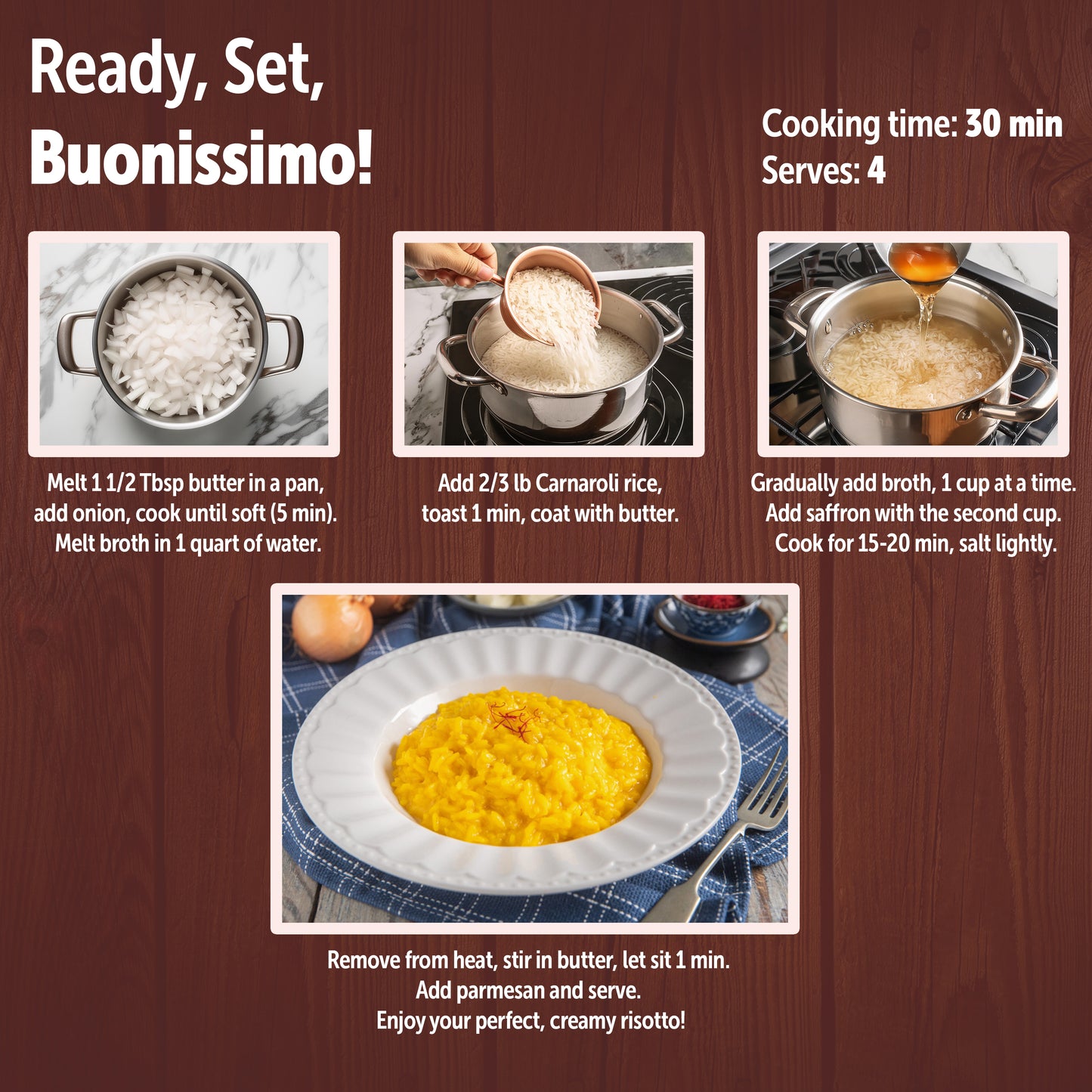 Gusta Risotto alla Milanese Meal Kit - Makes 5 Meals with Recipe Booklet