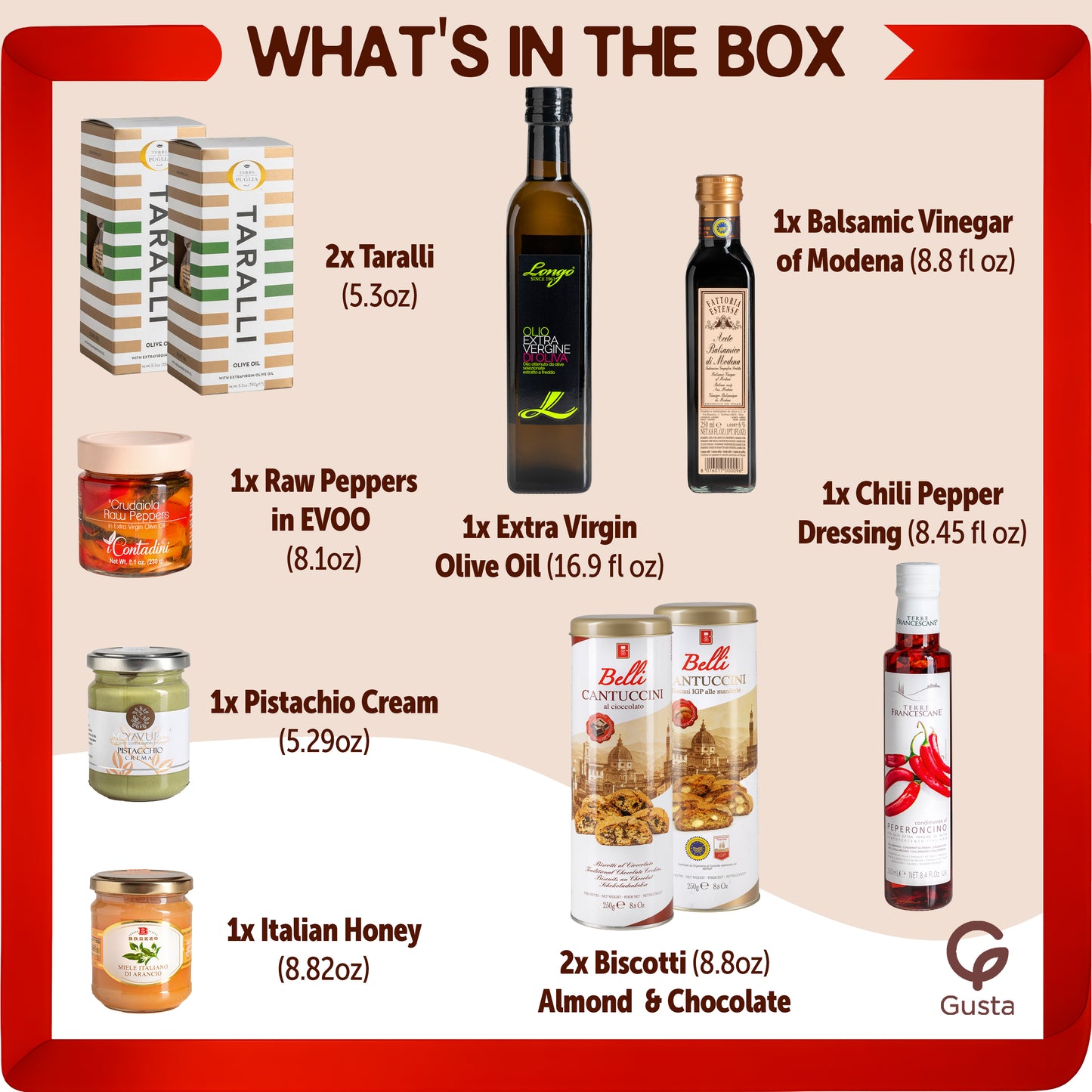 Gusta Gourmet Gift Basket - Premium Italian Products - Made in Italy - Sapori Italiani