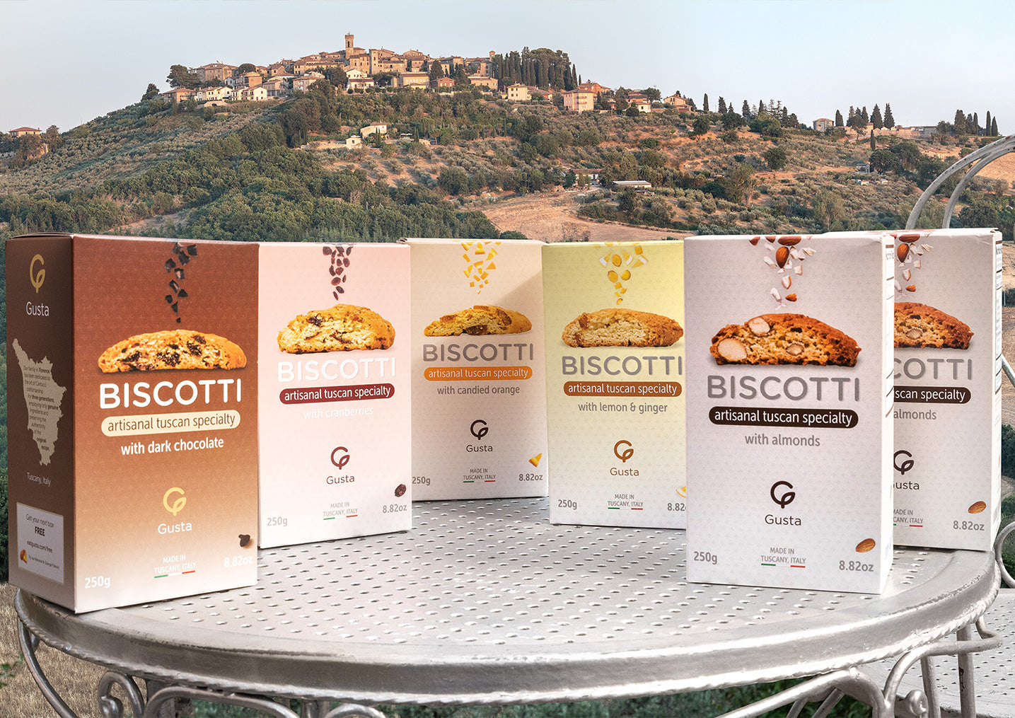 Gusta Authentic Biscotti Cookies Made in Tuscany, Italy - Variety-Pack (6 Boxes) 3.3 lbs