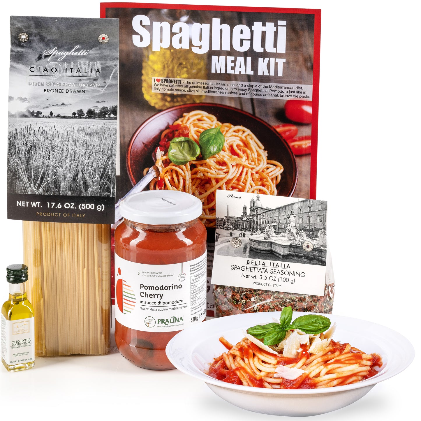 Gusta Tomato Spaghetti Pasta Meal Kit - USDA Organic - Non-GMO Durum Wheat Semolina - Makes 5 Meals