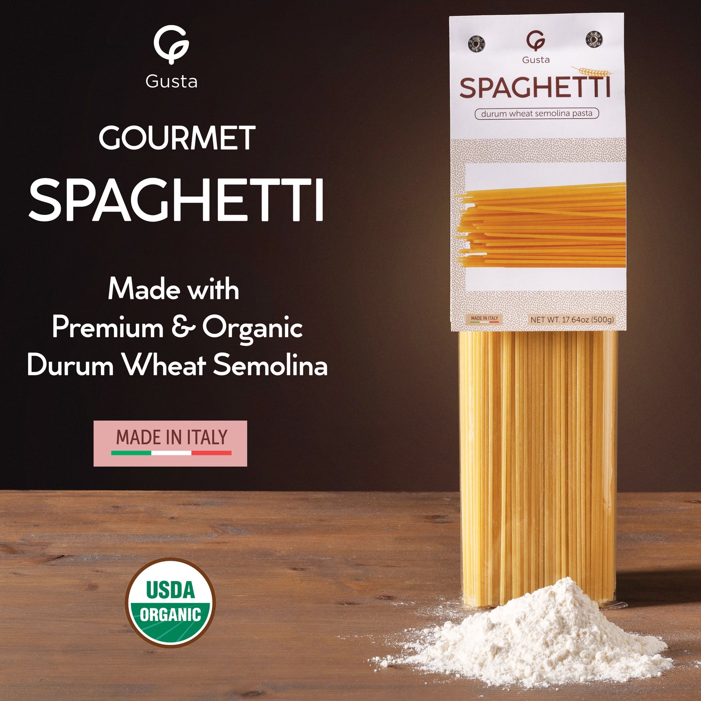 Gusta Spaghetti Pasta - Non-GMO Durum Wheat Semolina