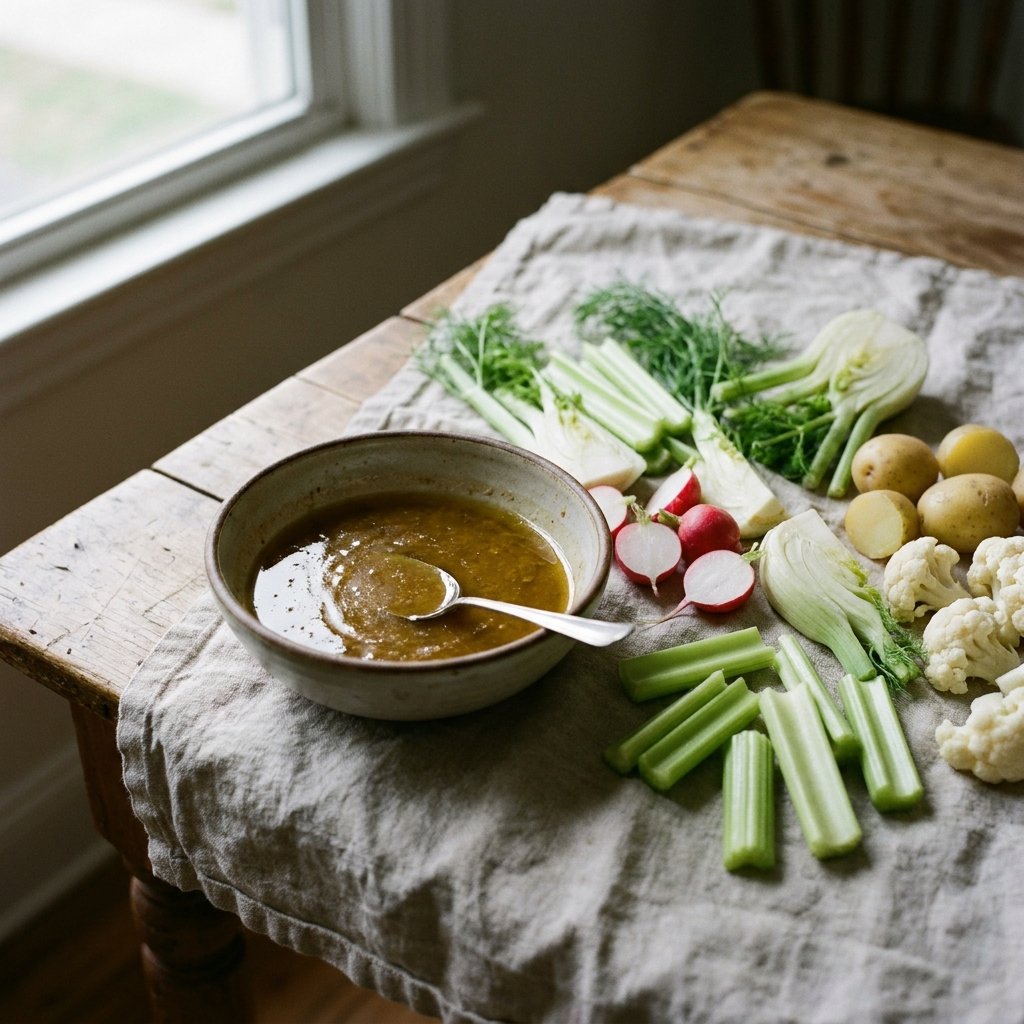 Bagna Cauda plated for the Gusta Recipe Book