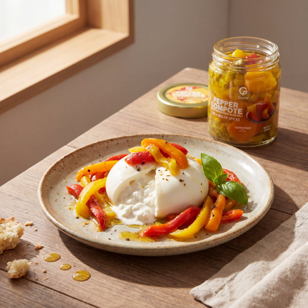 Burrata con Composta di Peperoni