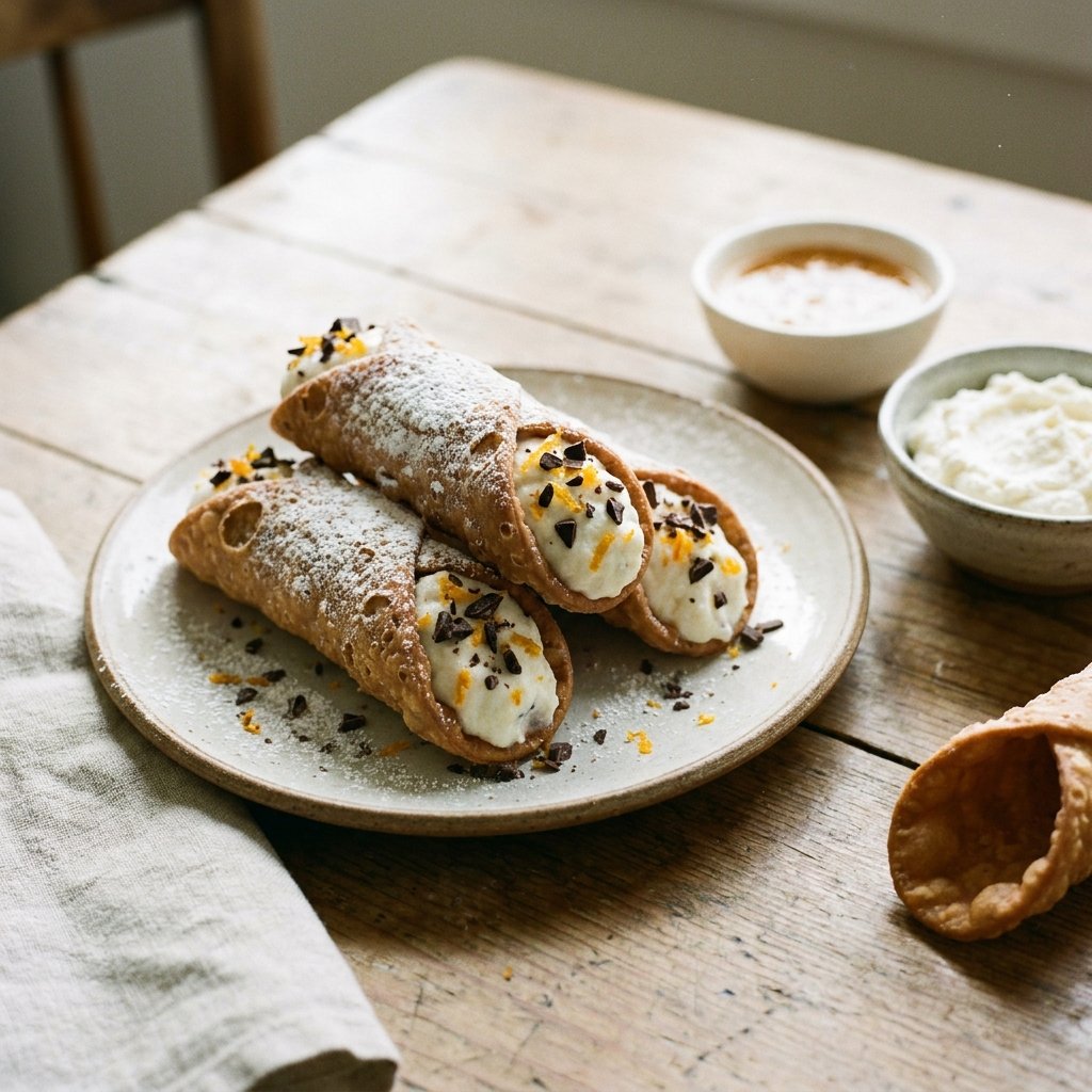 Cannoli plated for the Gusta Recipe Book