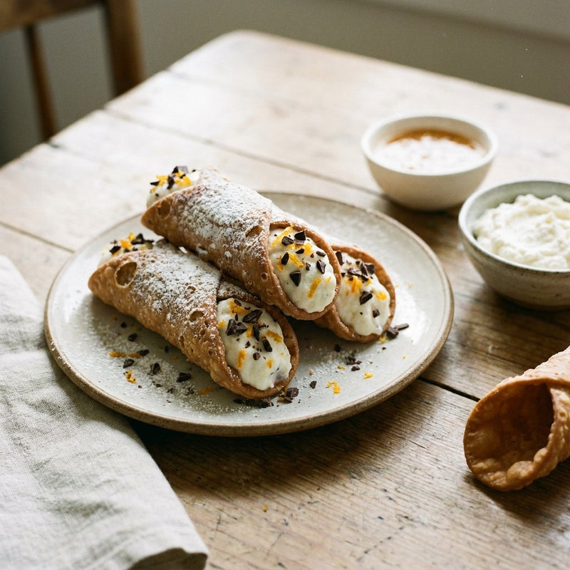 Cannoli plated for the Gusta Recipe Book