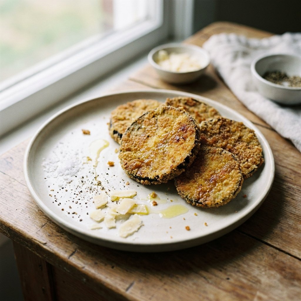 Cotolette di Melanzane fried eggplant cutlets served with lemon