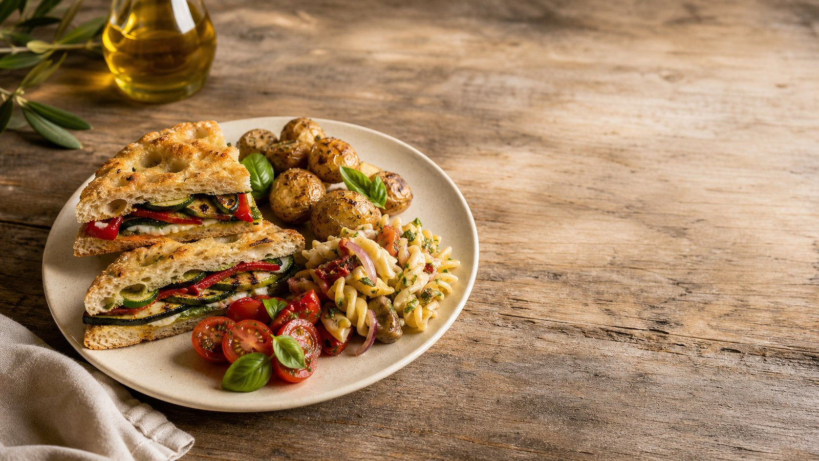 Editorial food photograph of easy to go meals, natural light, no text