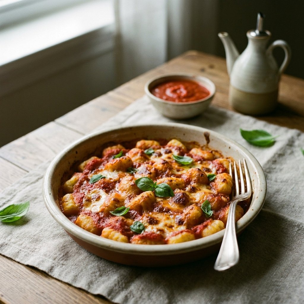 Gnocchi alla Sorrentina plated for the Gusta Recipe Book