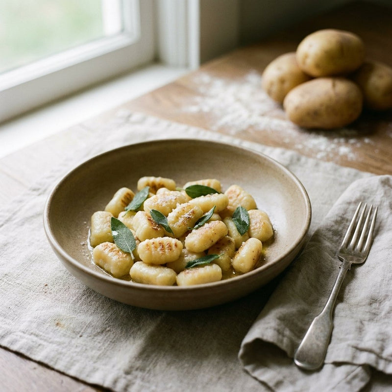 Gnocchi plated for the Gusta Recipe Book