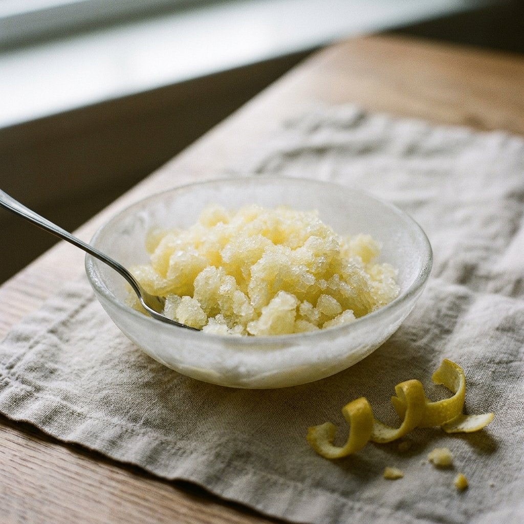 Granita Siciliana plated for the Gusta Recipe Book