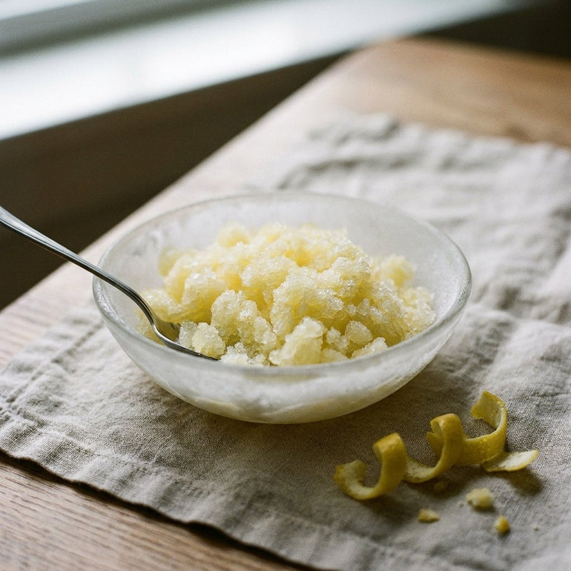 Granita Siciliana plated for the Gusta Recipe Book