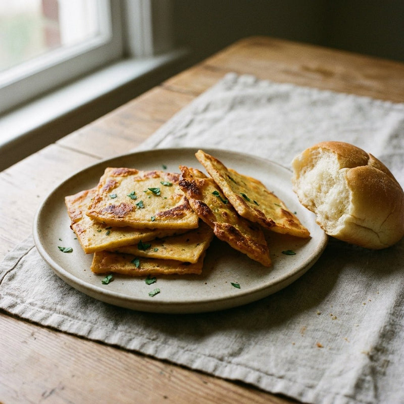 Panelle Siciliane plated for the Gusta Recipe Book
