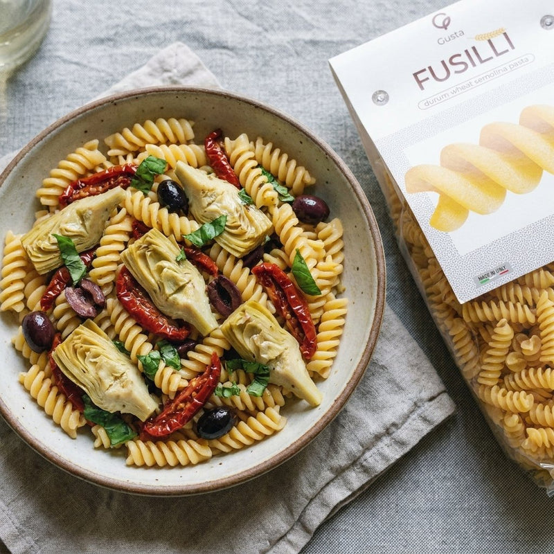 Pasta Fredda Italiana plated with Gusta Fusilli Pasta alongside
