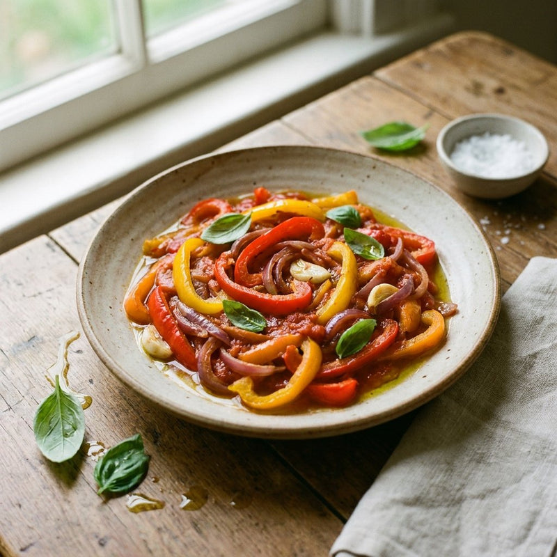 Peperonata plated for the Gusta Recipe Book
