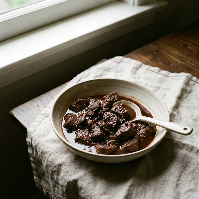 Peposo Toscano plated for the Gusta Recipe Book