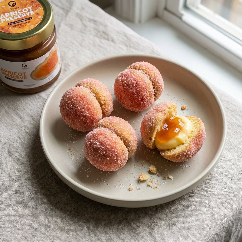 Pesche Dolci plated for the Gusta Recipe Book
