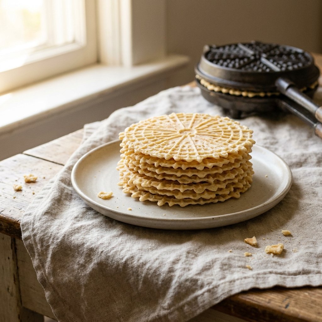 Pizzelle plated for the Gusta Recipe Book