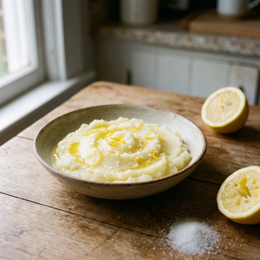 Sorbetto al Limone scooped into a chilled bowl with lemon zest