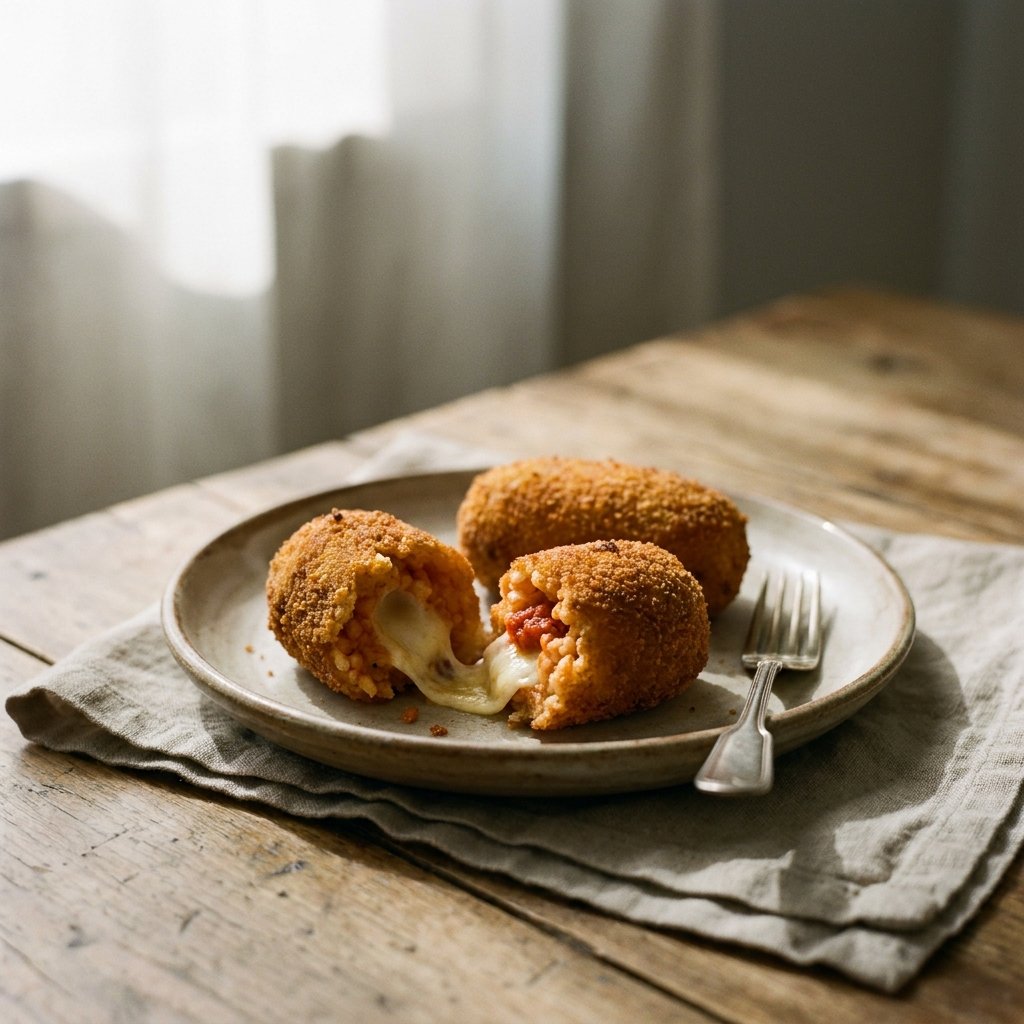 Suppli plated for the Gusta Recipe Book
