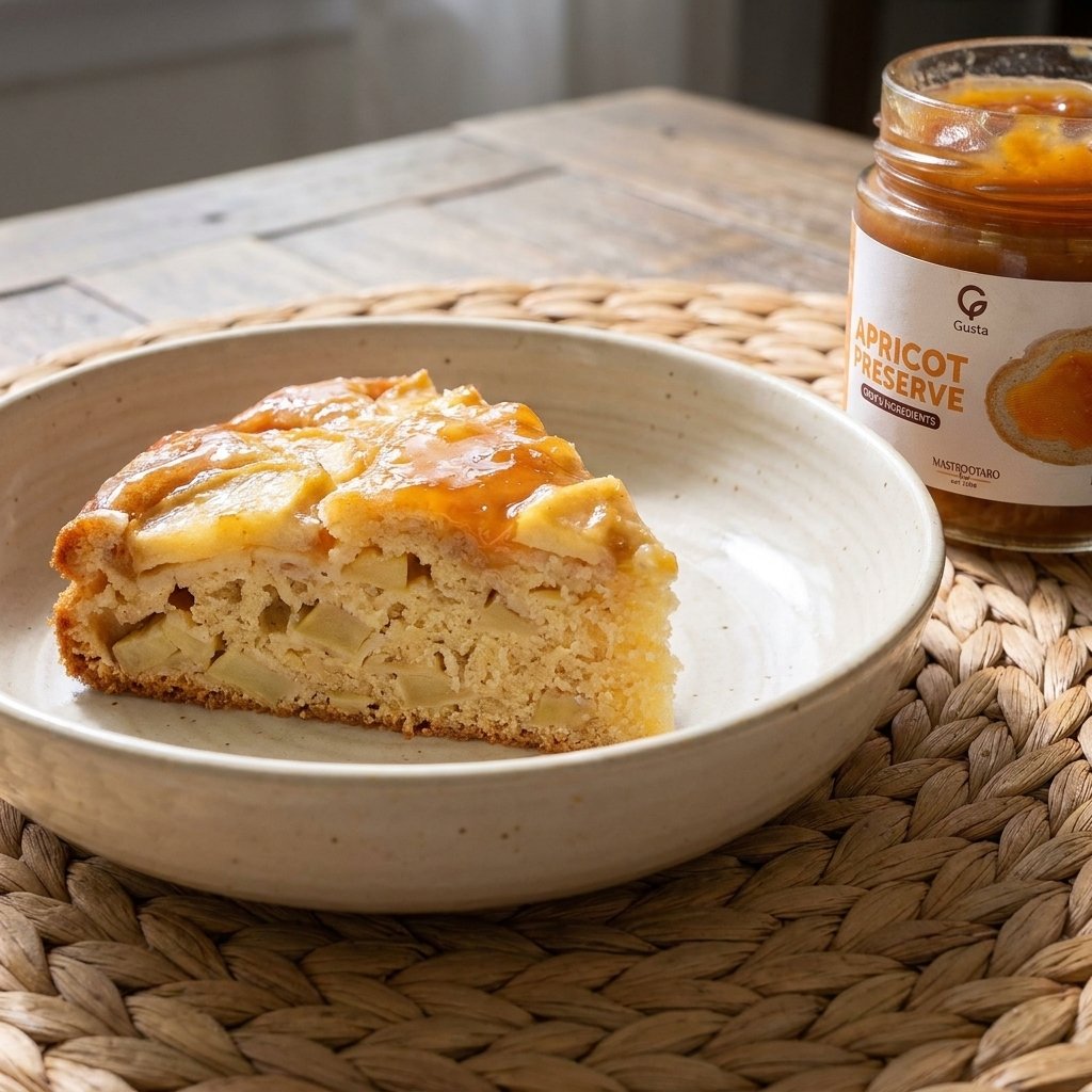 Torta di Mele Italiana with Gusta apricot preserve alongside