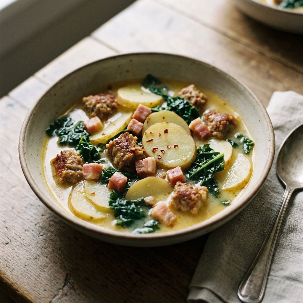 Zuppa Toscana plated for the Gusta Recipe Book