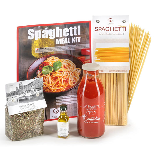 Gusta Tomato Spaghetti Pasta Meal Kit - USDA Organic - Non-GMO Durum Wheat Semolina - Makes 5 Meals