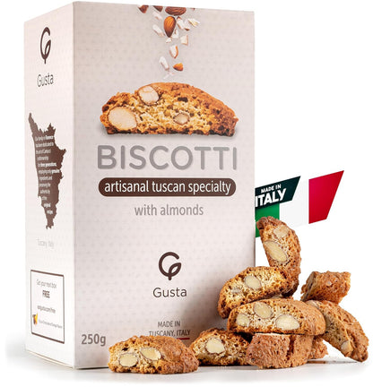 Gusta Authentic Biscotti Cookies Made in Tuscany, Italy - Classic Almond