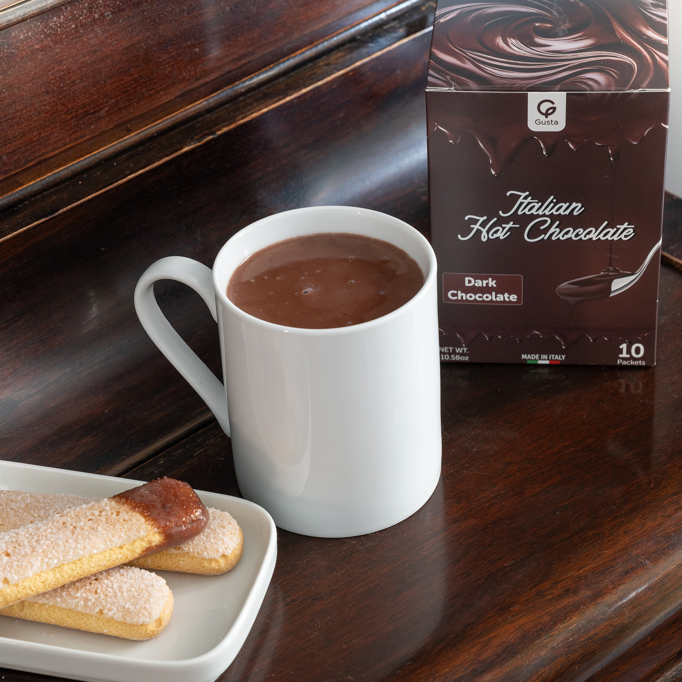Gusta Dark Hot Chocolate Mix box 10 sachets