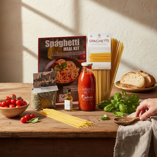 Gusta Tomato Spaghetti Pasta Meal Kit - Non-GMO Durum Wheat Semolina - Makes 5 Meals