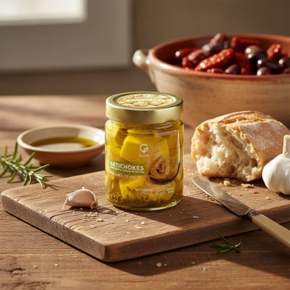Gusta Artichokes in Olive Oil on a Bed of Spices