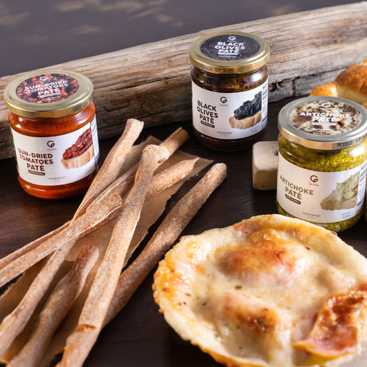Gusta Variety Pack Spreadable Pates - Sun-Dried Tomato, Black Olive, Artichokes