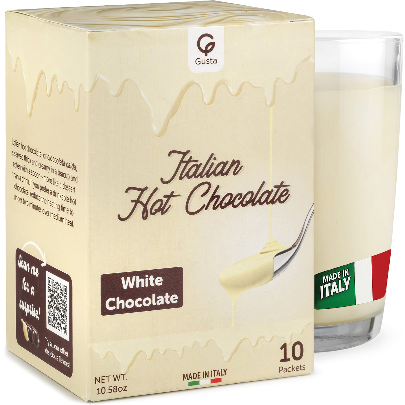 Gusta white hot chocolate prepared in cup