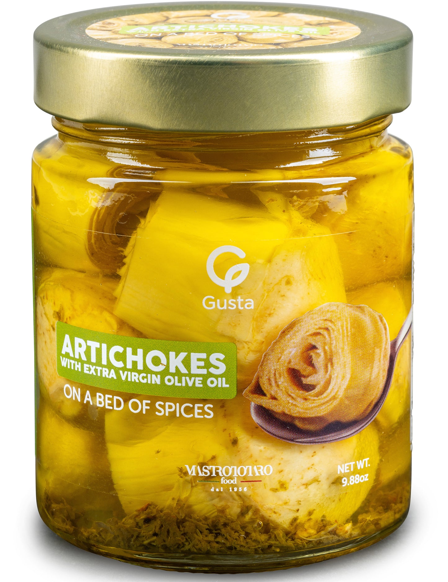 Gusta Artichokes in Olive Oil on a Bed of Spices