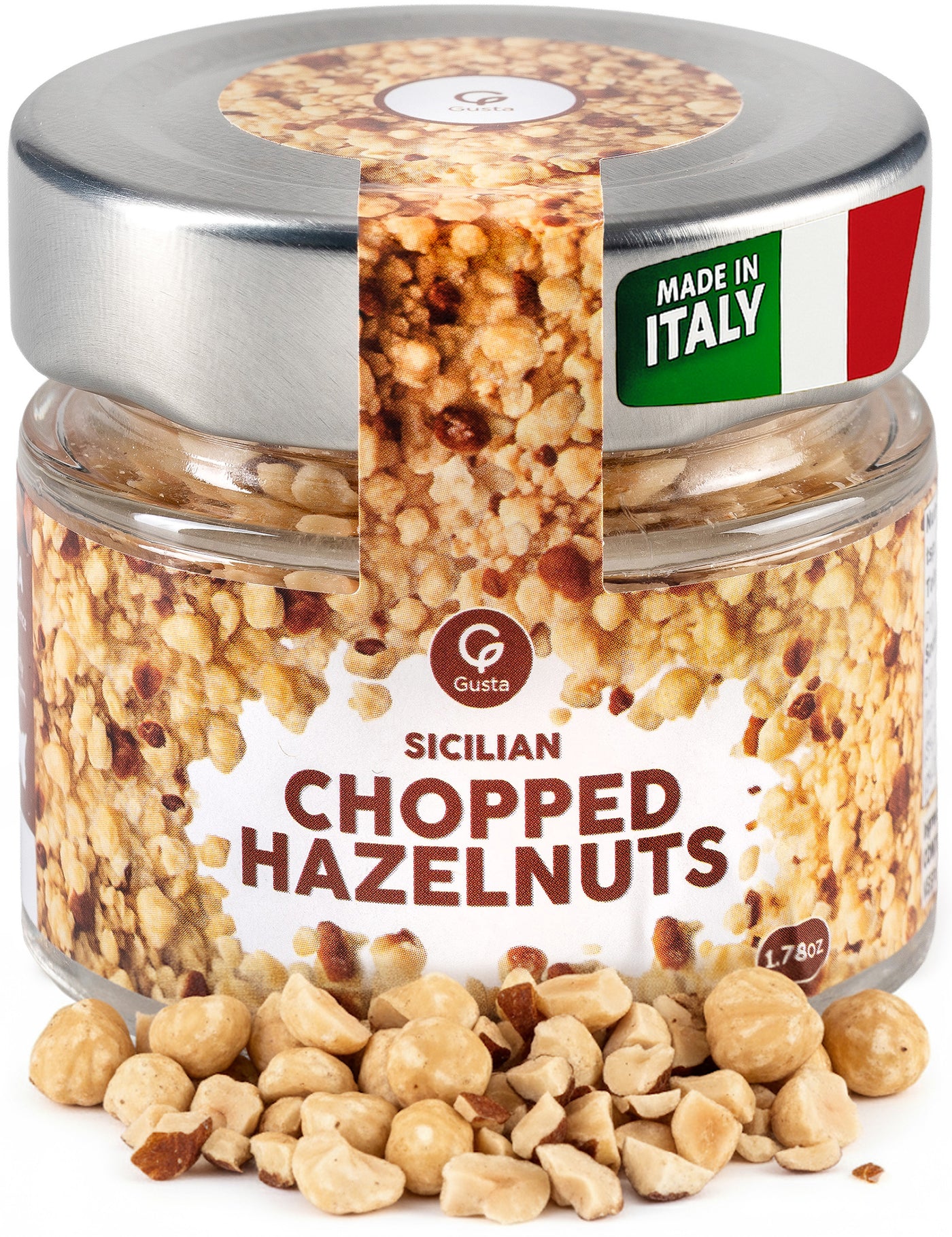 Gusta Sicilian chopped hazelnuts close-up