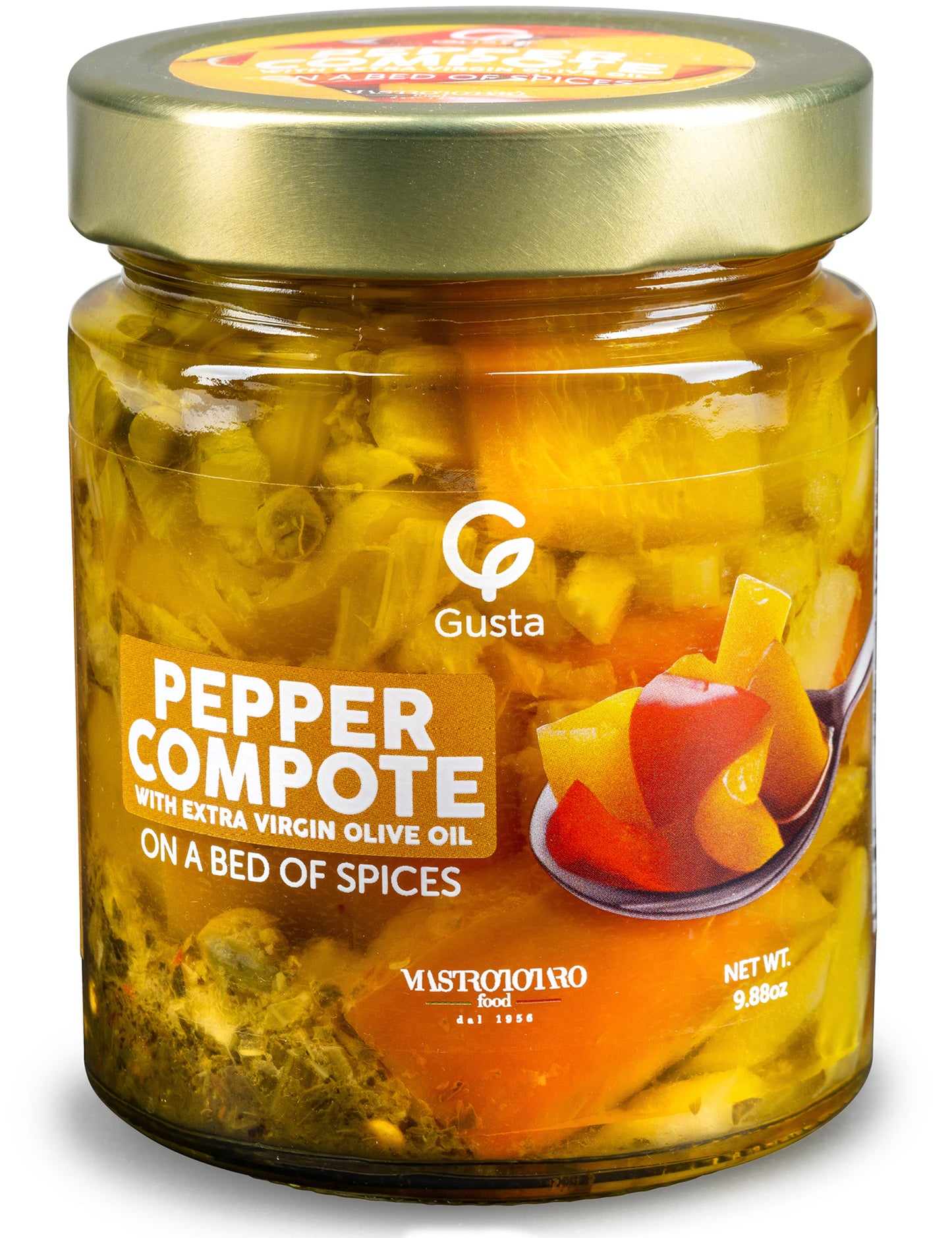 Gusta Pepper Compote in Olive Oil on a Bed of Spices