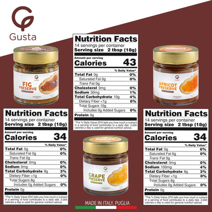 Gusta Assorted Jam Preserves - Grape, Figs, Apricot
