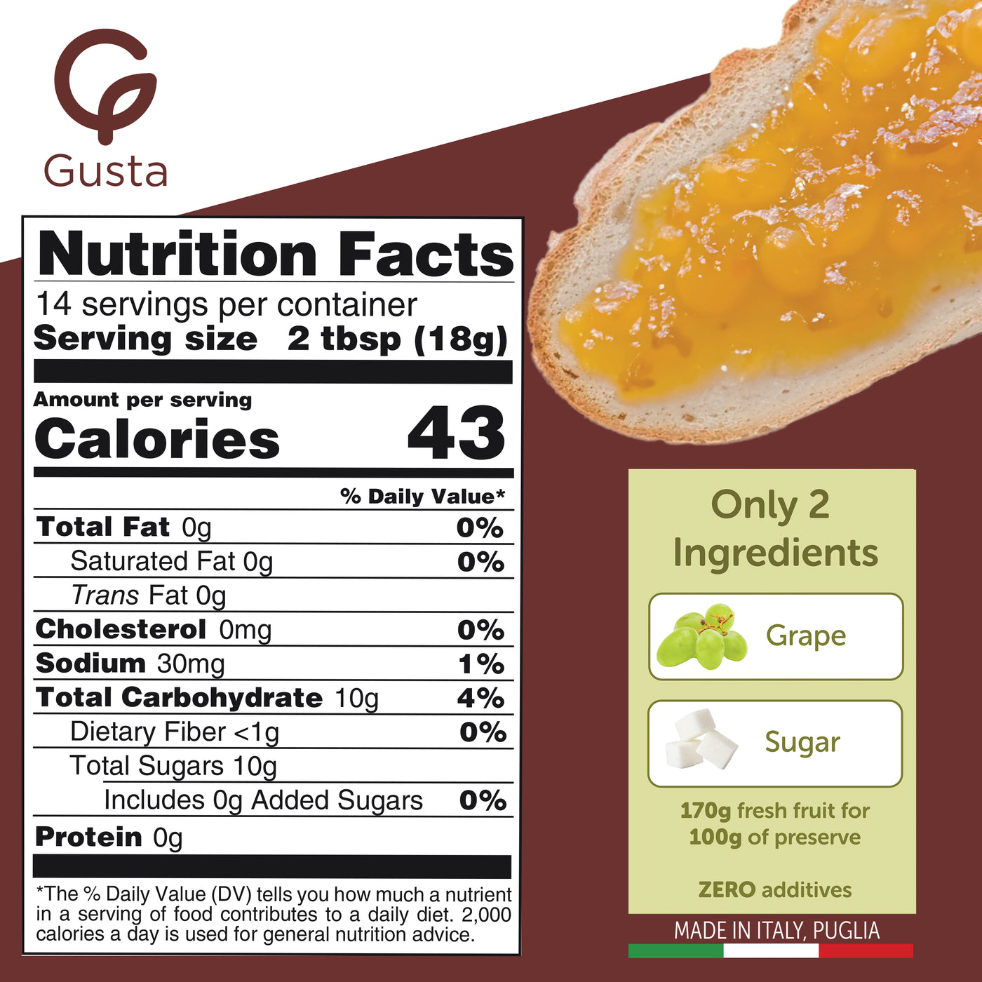 Gusta Italian grape preserve on toast