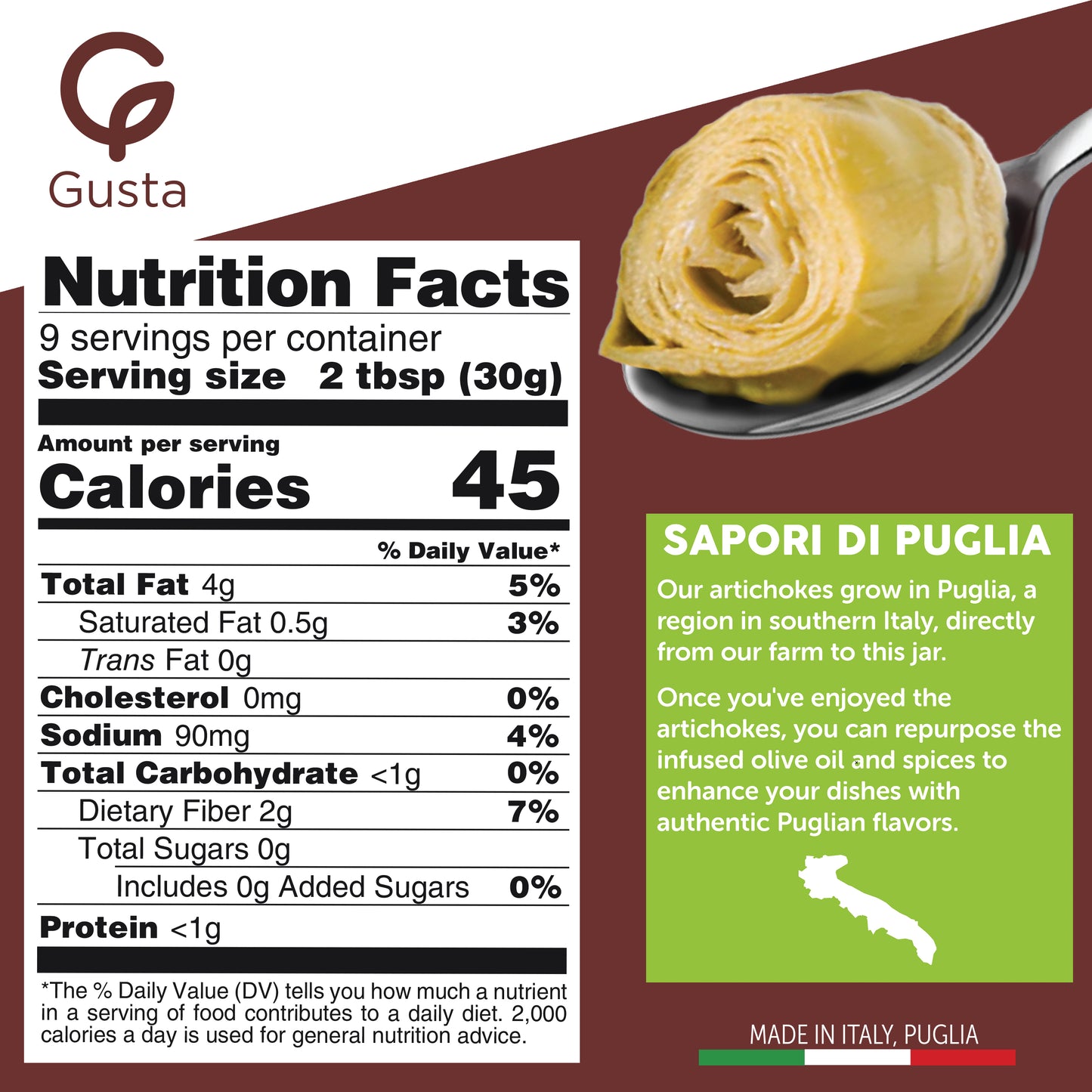 Gusta Artichokes in Olive Oil on a Bed of Spices