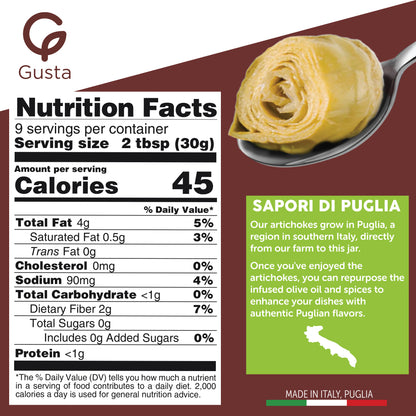 Gusta Artichokes in Olive Oil on a Bed of Spices