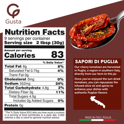 Gusta Sun Dried Tomatoes in Olive Oil on a Bed of Spices