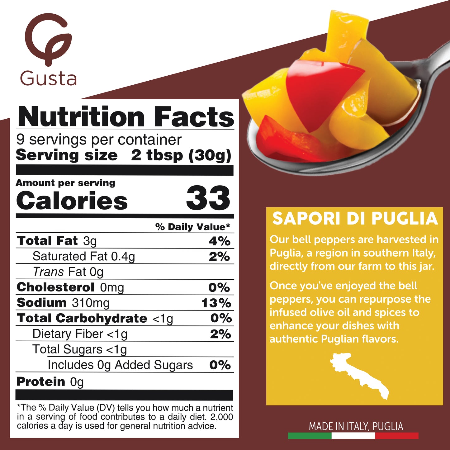 Gusta Pepper Compote in Olive Oil on a Bed of Spices