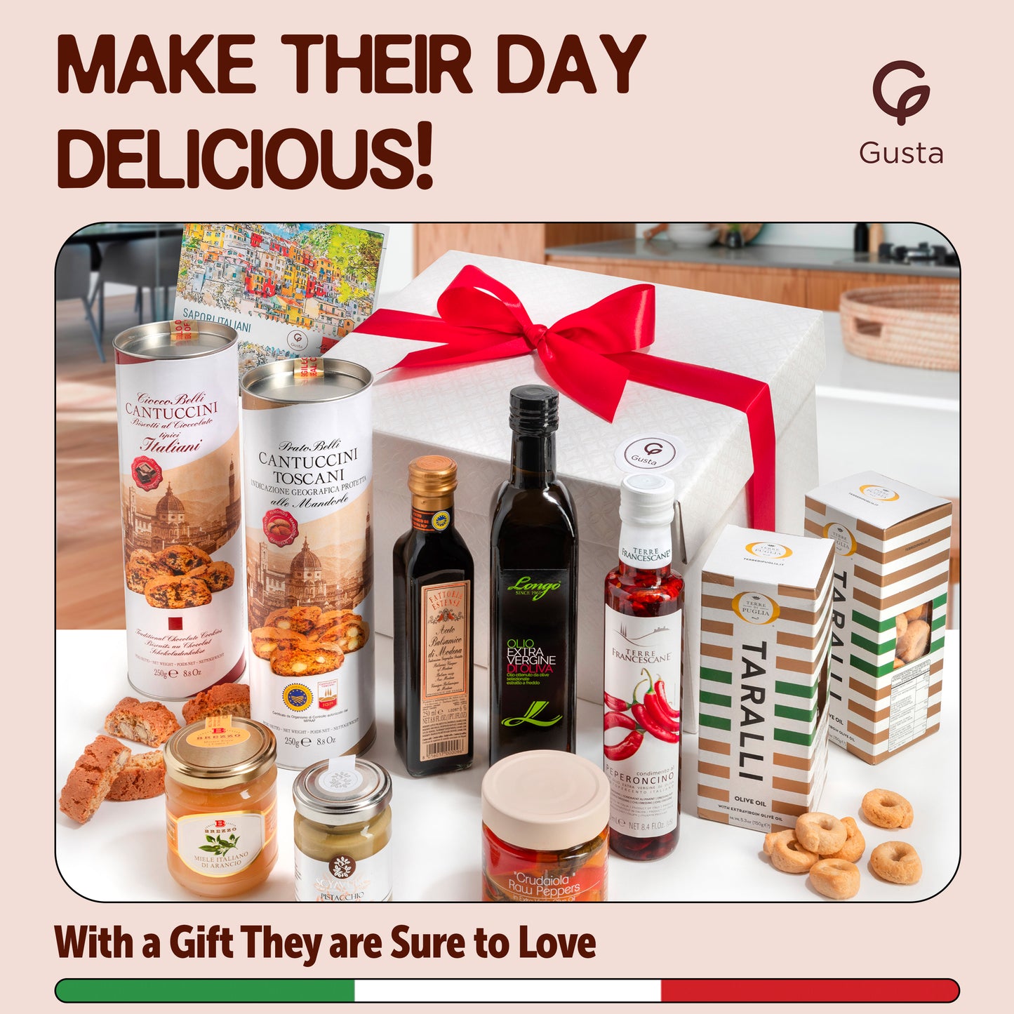Gusta Gourmet Gift Basket - Premium Italian Products - Made in Italy - Sapori Italiani