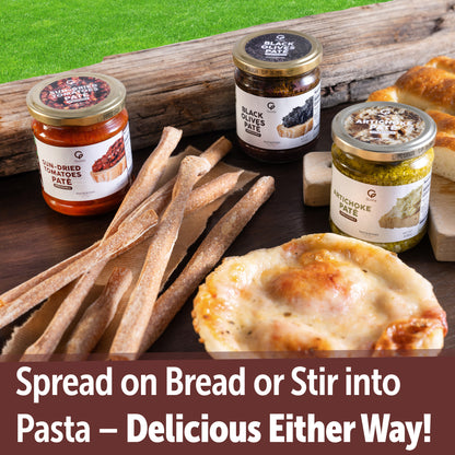 Gusta Variety Pack Spreadable Pates - Sun-Dried Tomato, Black Olive, Artichokes