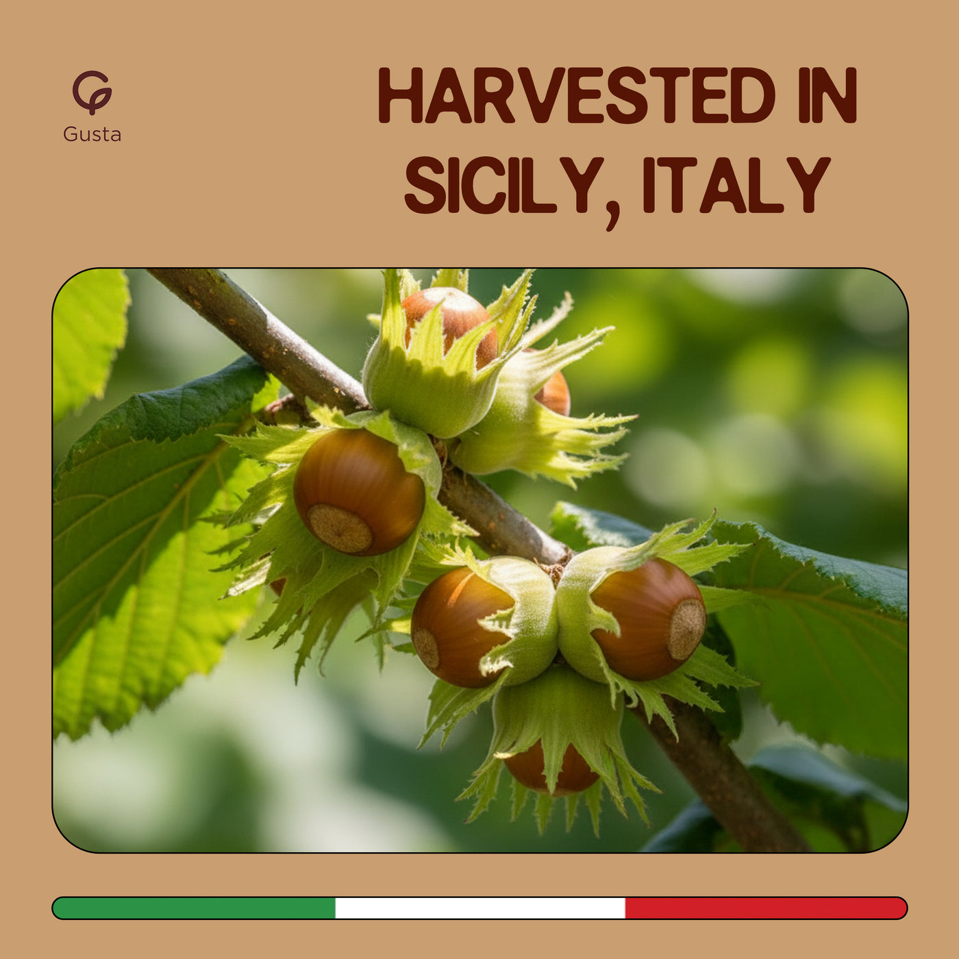 Gusta chopped hazelnuts ingredients label