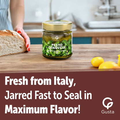 Gusta Pesto Sauce - Home Made Style Fresh Basil Pesto, Cheese & Nuts