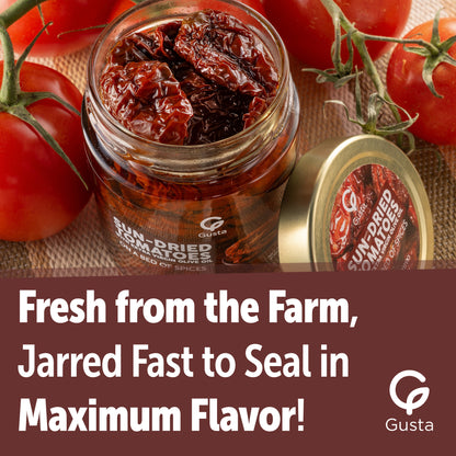 Gusta Sun Dried Tomatoes in Olive Oil on a Bed of Spices