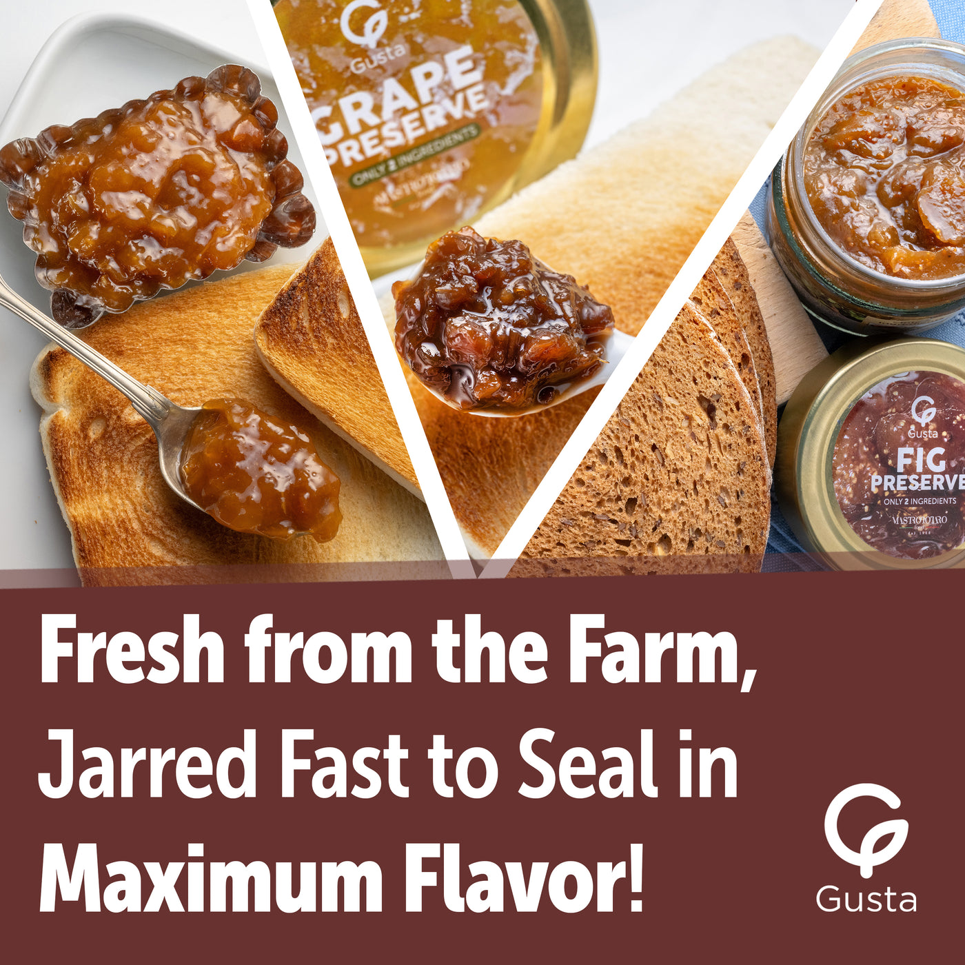 Gusta assorted jam preserves back label