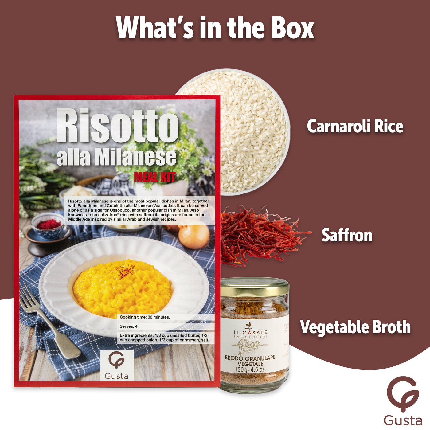 Gusta risotto meal kit recipe booklet