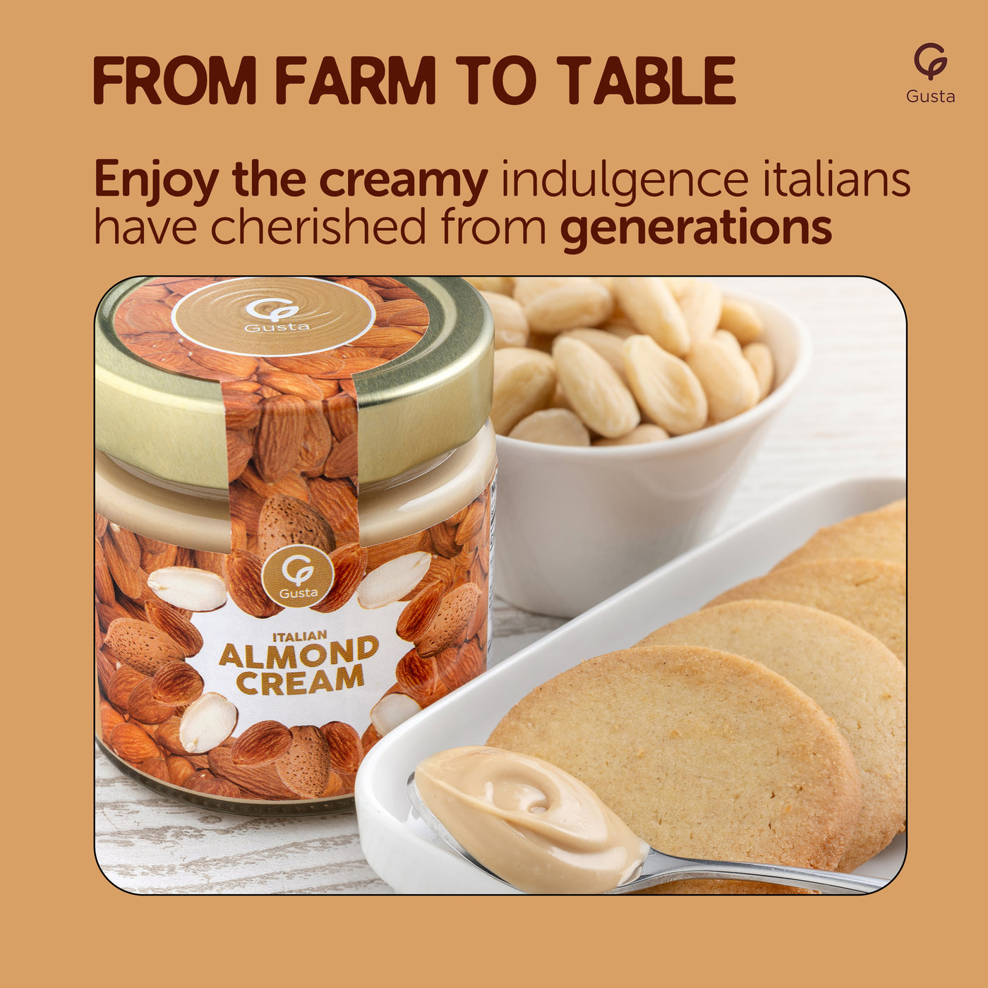 Gusta almond cream spread on pancakes